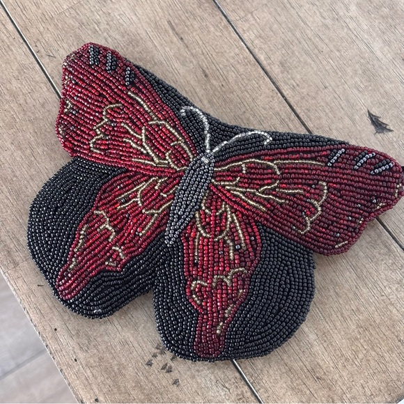 Vintage Neiman Marcus Red and Black Beaded Butterfly Petite Evening Bag - Picture 17 of 17